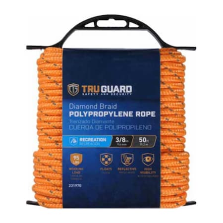 0.37 In. X 50 Ft. Tru Guard Refl Rope, Orange